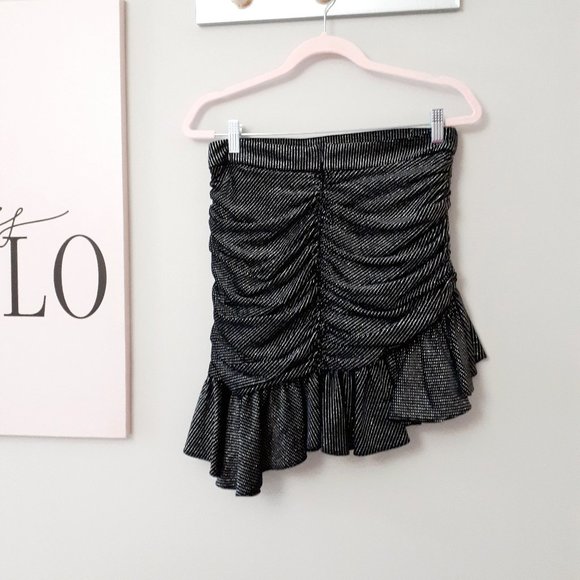 NWT Zara black & silver sparkly ruched mini skirt - Picture 10 of 11